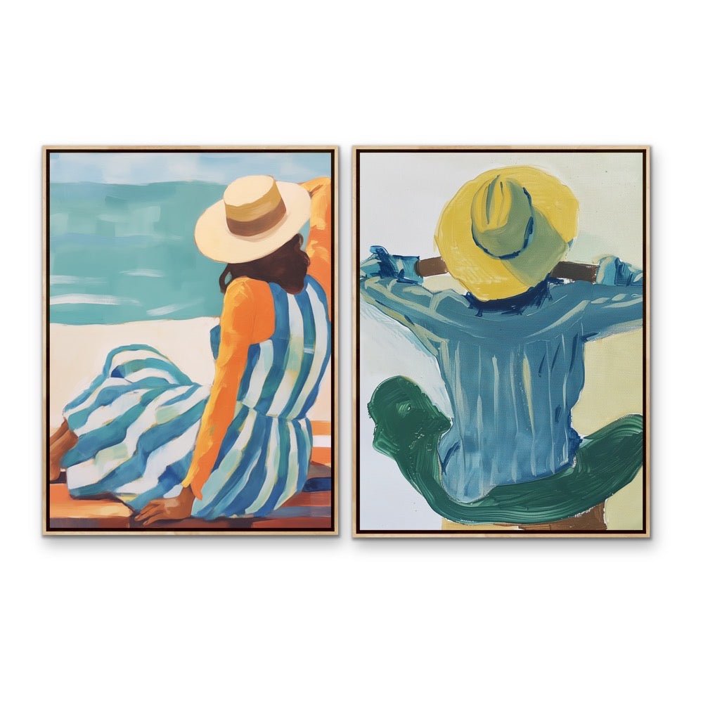 On The Isles - Two Piece Coastal Painted Print Set - I Heart Wall Art - Poster Print, Canvas Print or Framed Art Print