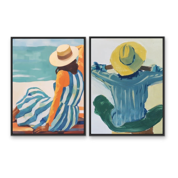 On The Isles - Two Piece Coastal Painted Print Set - I Heart Wall Art - Poster Print, Canvas Print or Framed Art Print