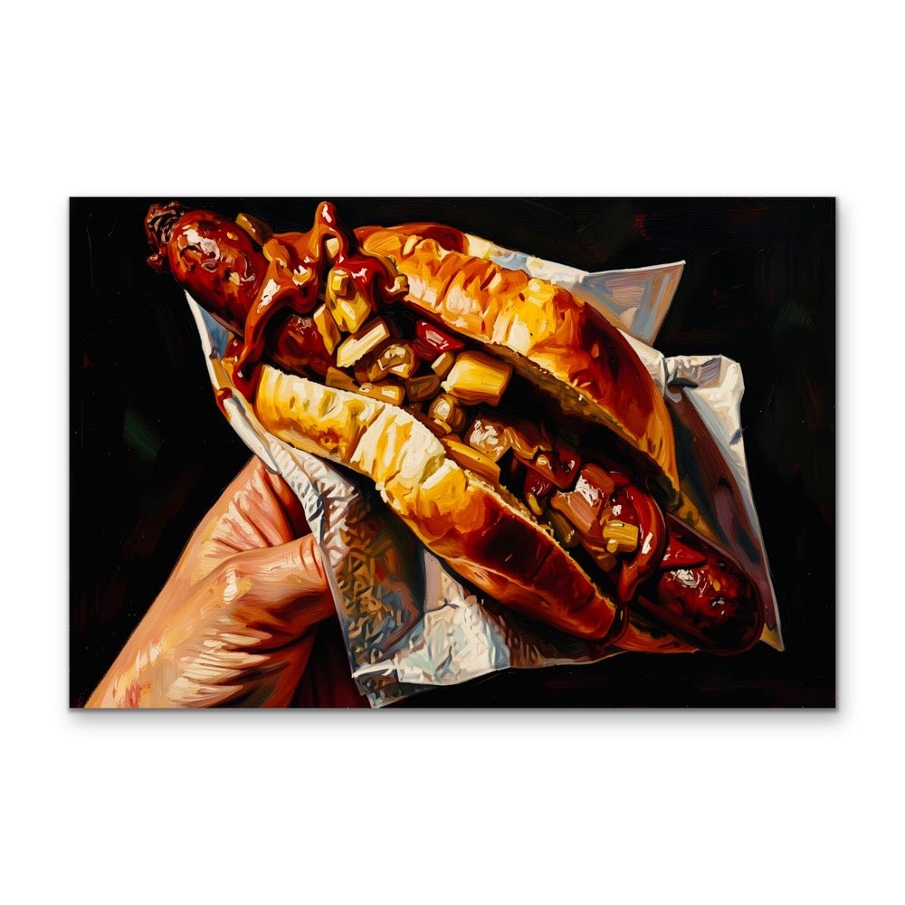 One With - Sausage In Bread / Sausage Sandwich Canvas or Fine Art Print - I Heart Wall Art - Poster Print, Canvas Print or Framed Art Print