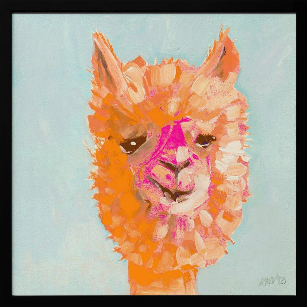 Orange Alpaca - Square Stretched Canvas, Poster or Fine Art Print I Heart Wall Art