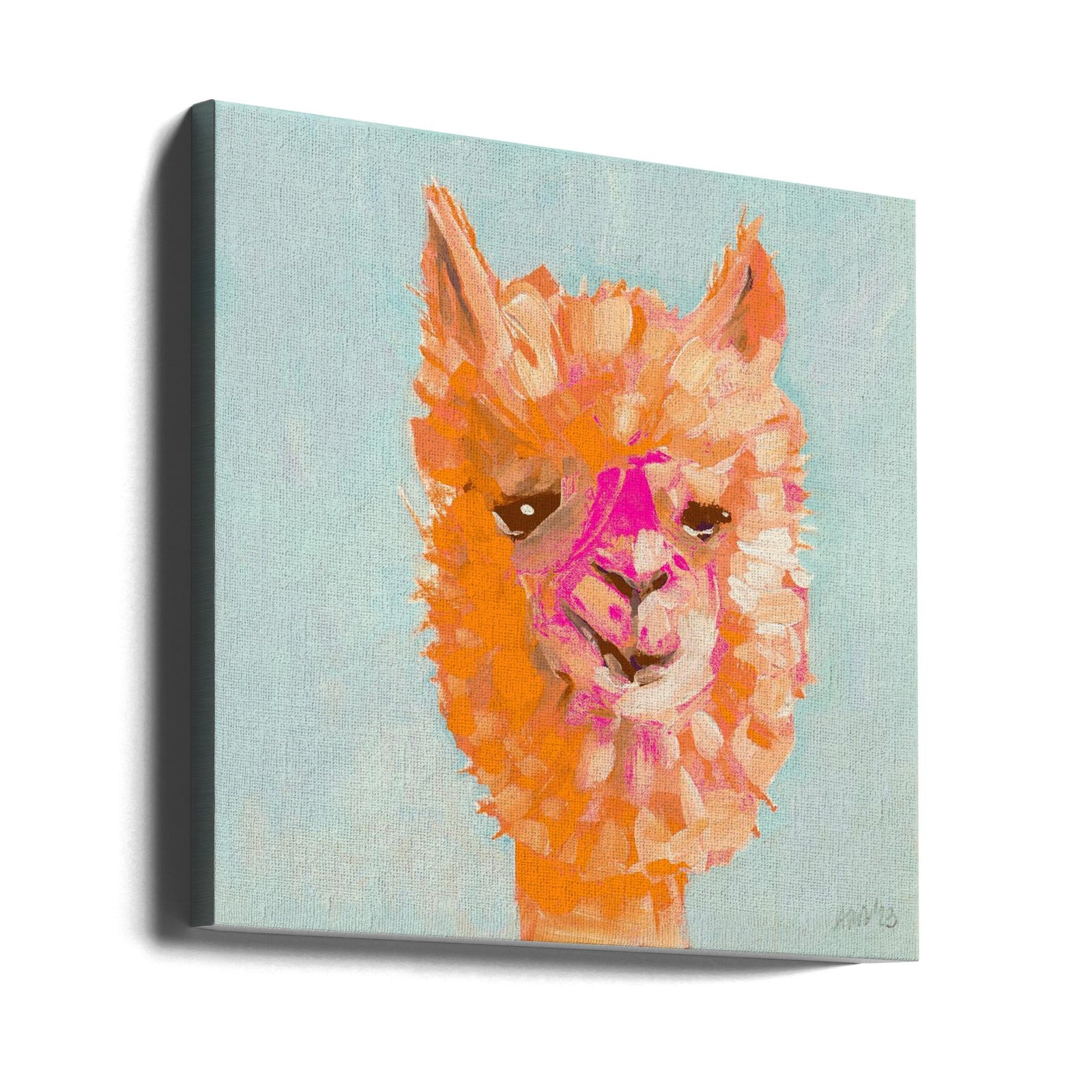 Orange Alpaca - Square Stretched Canvas, Poster or Fine Art Print I Heart Wall Art
