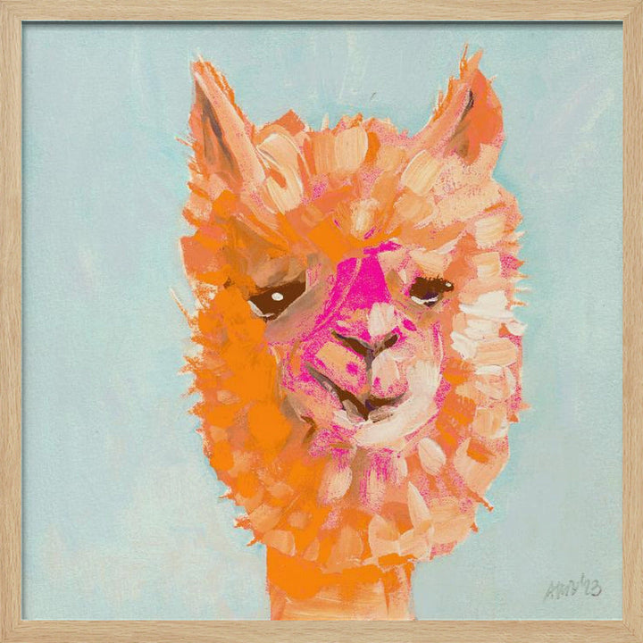 Orange Alpaca - Square Stretched Canvas, Poster or Fine Art Print I Heart Wall Art