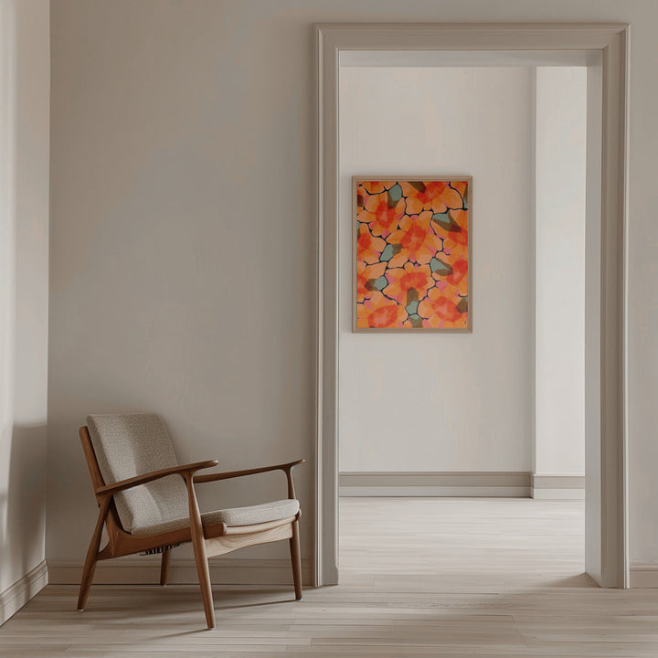 Orange Big Flowers - Stretched Canvas, Poster or Fine Art Print I Heart Wall Art