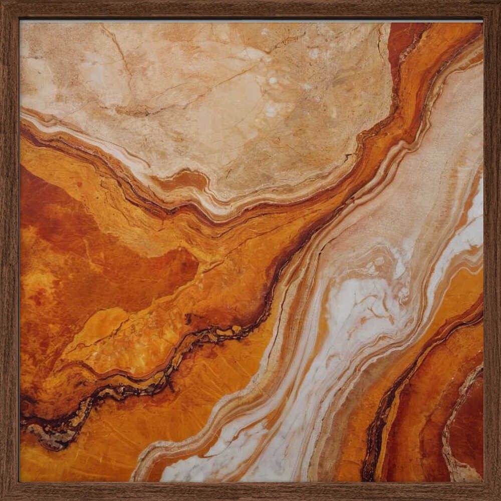 Orange Marble Flow - Square Stretched Canvas, Poster or Fine Art Print - I Heart Wall Art - Poster Print, Canvas Print or Framed Art Print