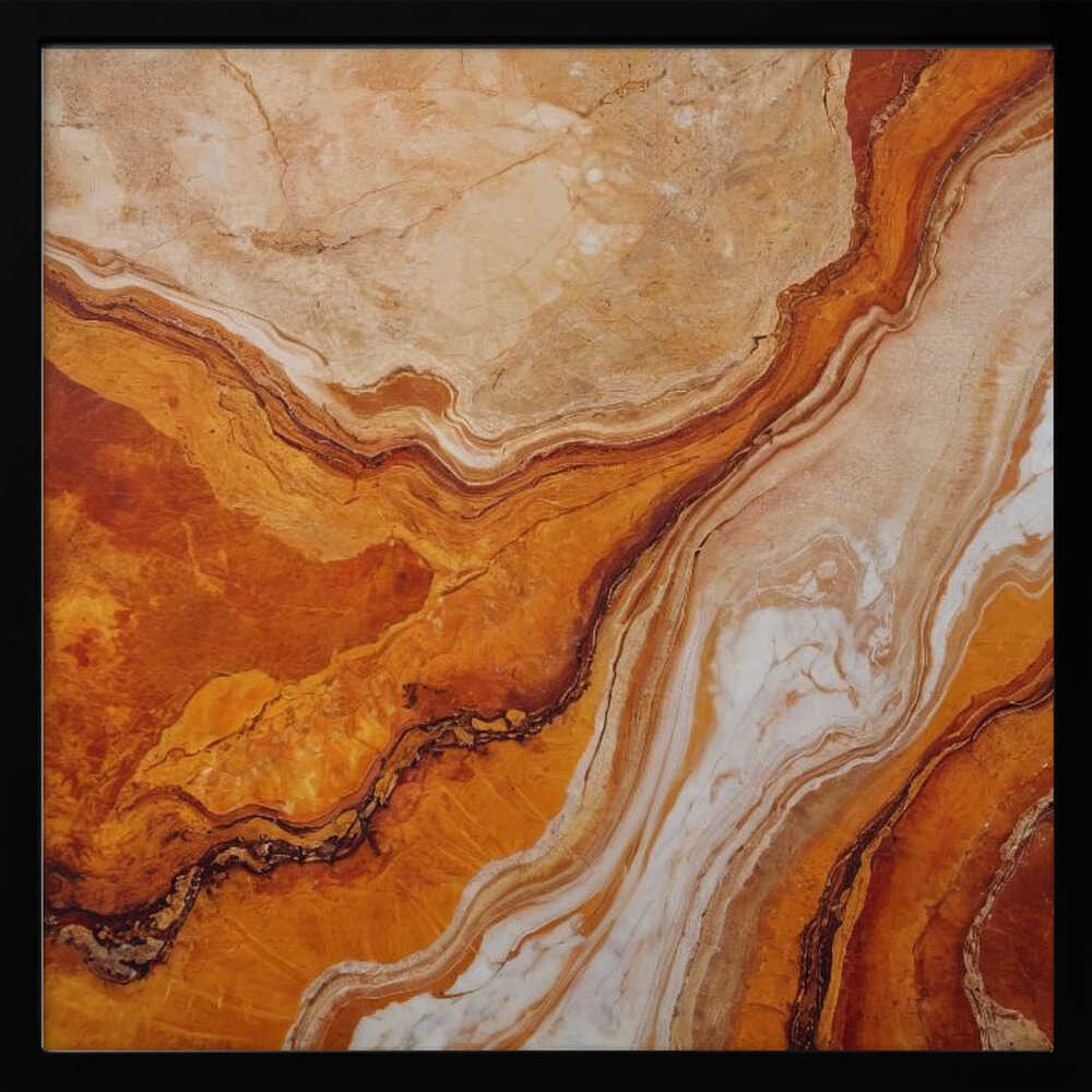 Orange Marble Flow - Square Stretched Canvas, Poster or Fine Art Print - I Heart Wall Art - Poster Print, Canvas Print or Framed Art Print