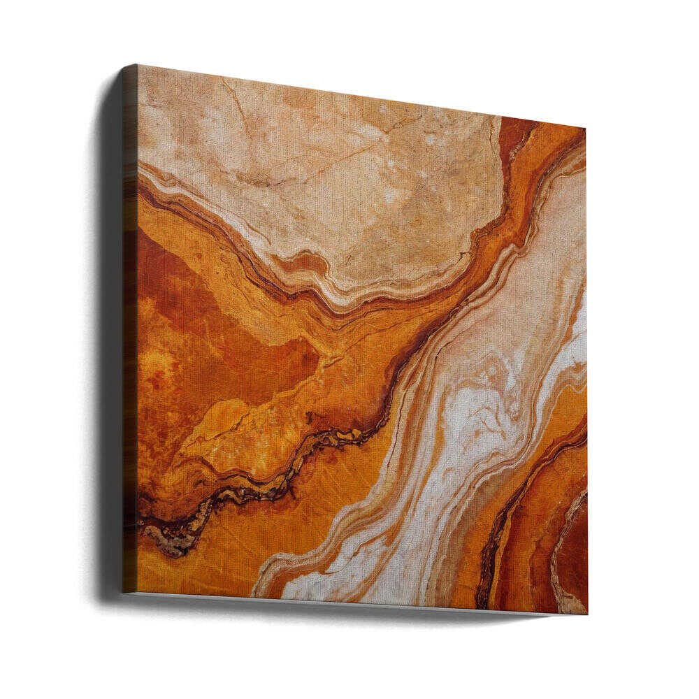 Orange Marble Flow - Square Stretched Canvas, Poster or Fine Art Print - I Heart Wall Art - Poster Print, Canvas Print or Framed Art Print