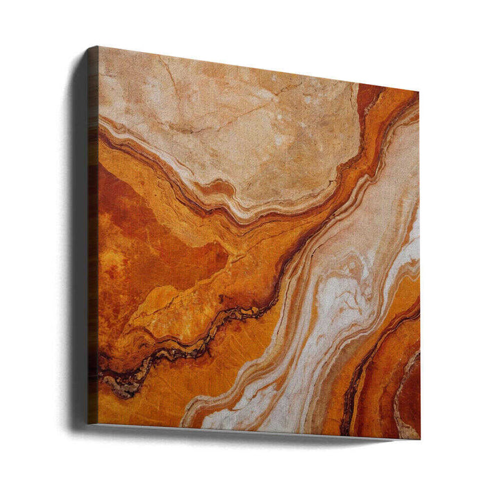 Orange Marble Flow - Square Stretched Canvas, Poster or Fine Art Print - I Heart Wall Art - Poster Print, Canvas Print or Framed Art Print
