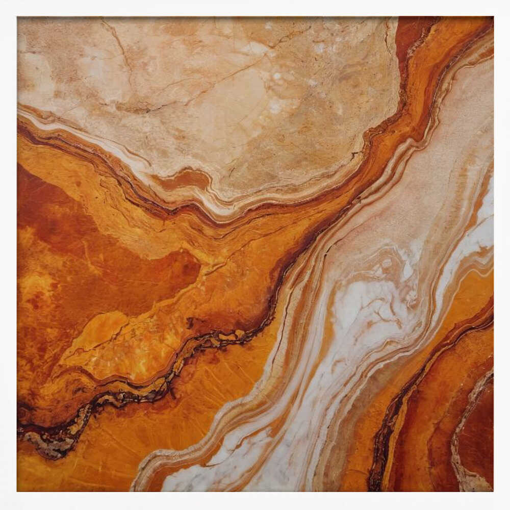Orange Marble Flow - Square Stretched Canvas, Poster or Fine Art Print - I Heart Wall Art - Poster Print, Canvas Print or Framed Art Print
