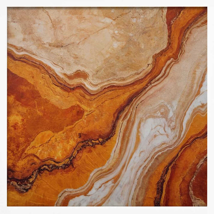 Orange Marble Flow - Square Stretched Canvas, Poster or Fine Art Print - I Heart Wall Art - Poster Print, Canvas Print or Framed Art Print