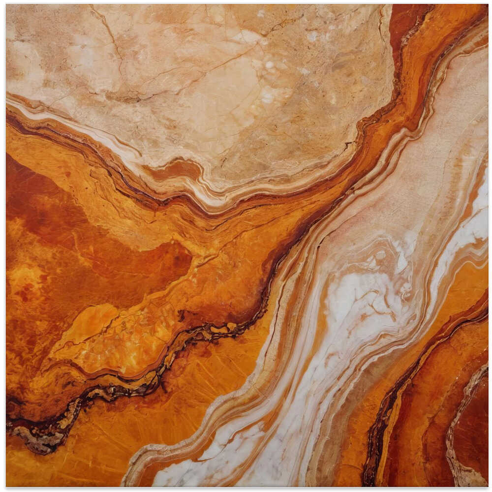 Orange Marble Flow - Square Stretched Canvas, Poster or Fine Art Print - I Heart Wall Art - Poster Print, Canvas Print or Framed Art Print