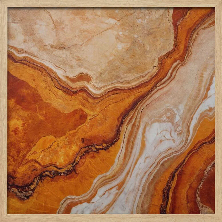 Orange Marble Flow - Square Stretched Canvas, Poster or Fine Art Print - I Heart Wall Art - Poster Print, Canvas Print or Framed Art Print