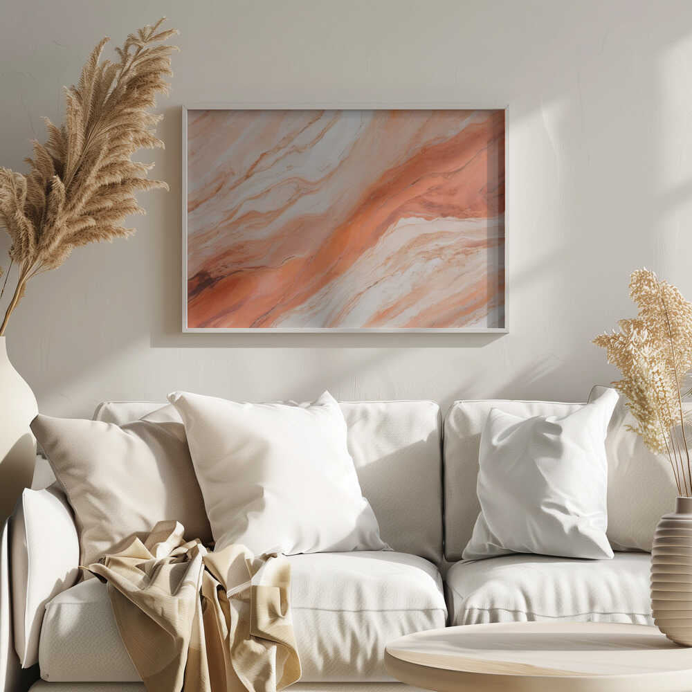 Orange Marble Flow - Stretched Canvas, Poster or Fine Art Print - I Heart Wall Art - Poster Print, Canvas Print or Framed Art Print