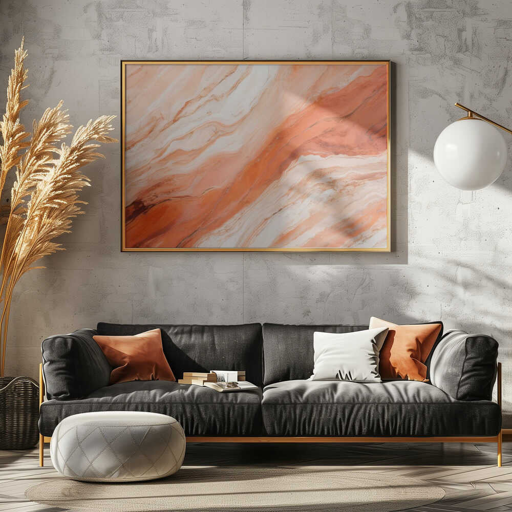 Orange Marble Flow - Stretched Canvas, Poster or Fine Art Print - I Heart Wall Art - Poster Print, Canvas Print or Framed Art Print