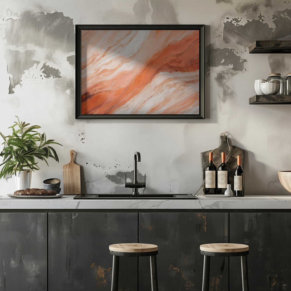 Orange Marble Flow - Stretched Canvas, Poster or Fine Art Print - I Heart Wall Art - Poster Print, Canvas Print or Framed Art Print