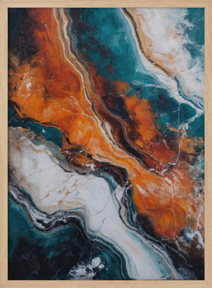 Orange Teal Stone Waves - Stretched Canvas, Poster or Fine Art Print - I Heart Wall Art - Poster Print, Canvas Print or Framed Art Print