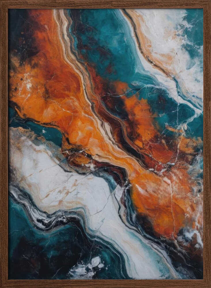 Orange Teal Stone Waves - Stretched Canvas, Poster or Fine Art Print - I Heart Wall Art - Poster Print, Canvas Print or Framed Art Print