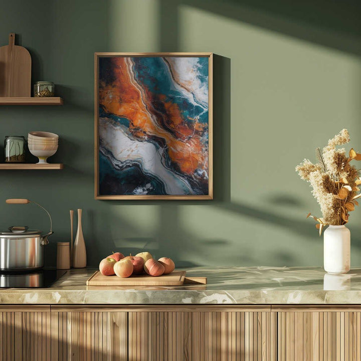 Orange Teal Stone Waves - Stretched Canvas, Poster or Fine Art Print - I Heart Wall Art - Poster Print, Canvas Print or Framed Art Print