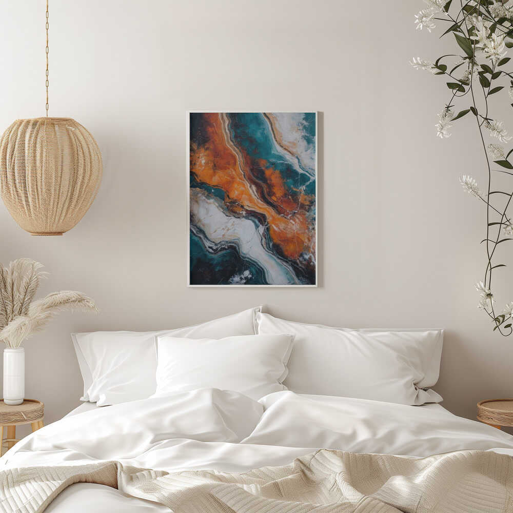 Orange Teal Stone Waves - Stretched Canvas, Poster or Fine Art Print - I Heart Wall Art - Poster Print, Canvas Print or Framed Art Print