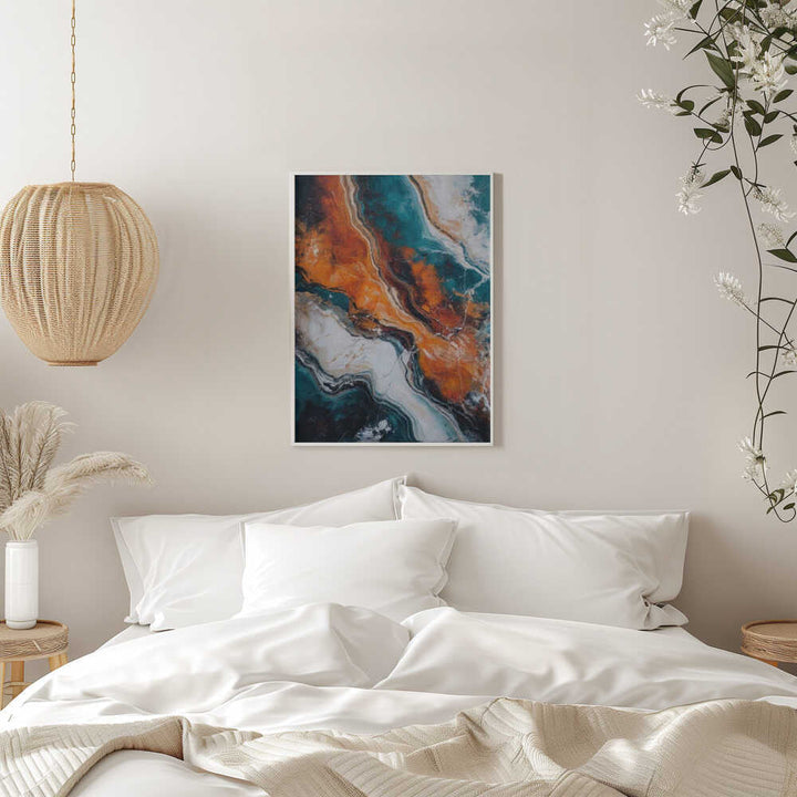 Orange Teal Stone Waves - Stretched Canvas, Poster or Fine Art Print - I Heart Wall Art - Poster Print, Canvas Print or Framed Art Print