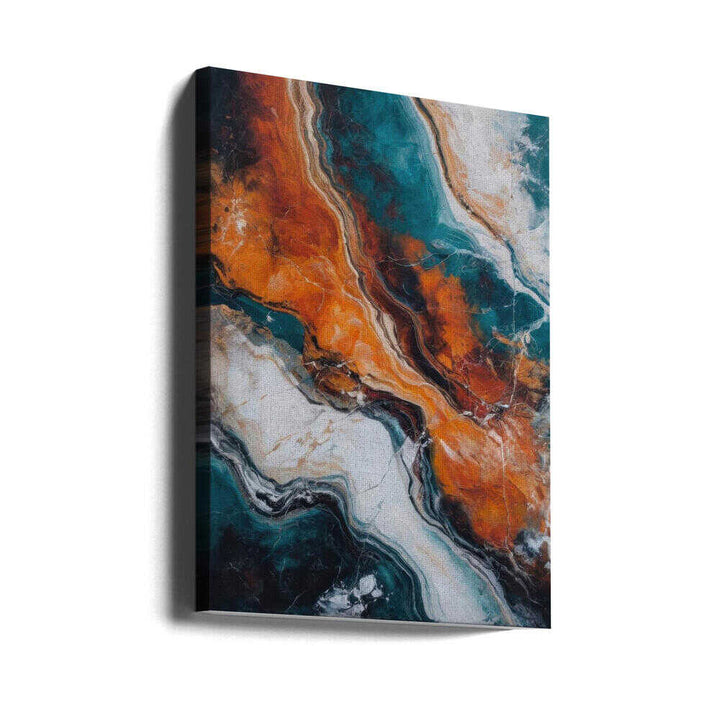 Orange Teal Stone Waves - Stretched Canvas, Poster or Fine Art Print - I Heart Wall Art - Poster Print, Canvas Print or Framed Art Print