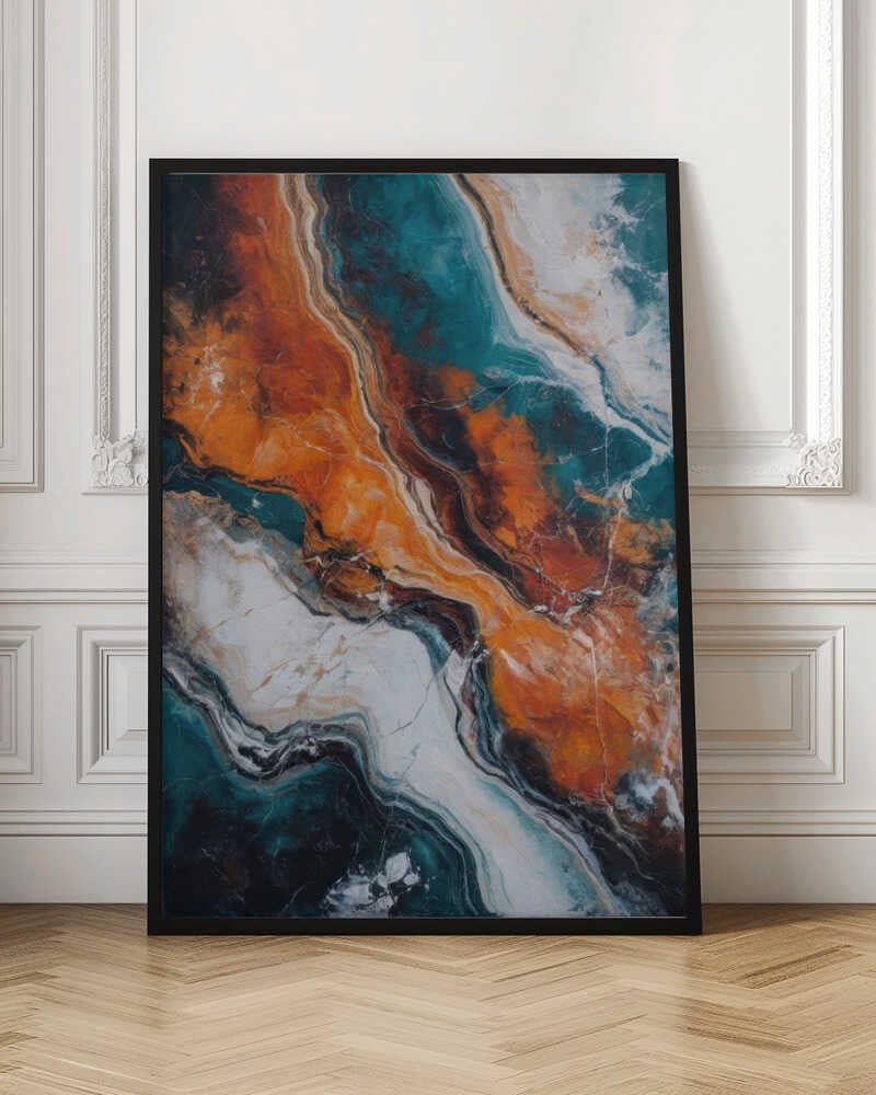 Orange Teal Stone Waves - Stretched Canvas, Poster or Fine Art Print - I Heart Wall Art - Poster Print, Canvas Print or Framed Art Print