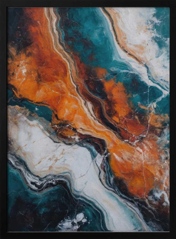 Orange Teal Stone Waves - Stretched Canvas, Poster or Fine Art Print - I Heart Wall Art - Poster Print, Canvas Print or Framed Art Print