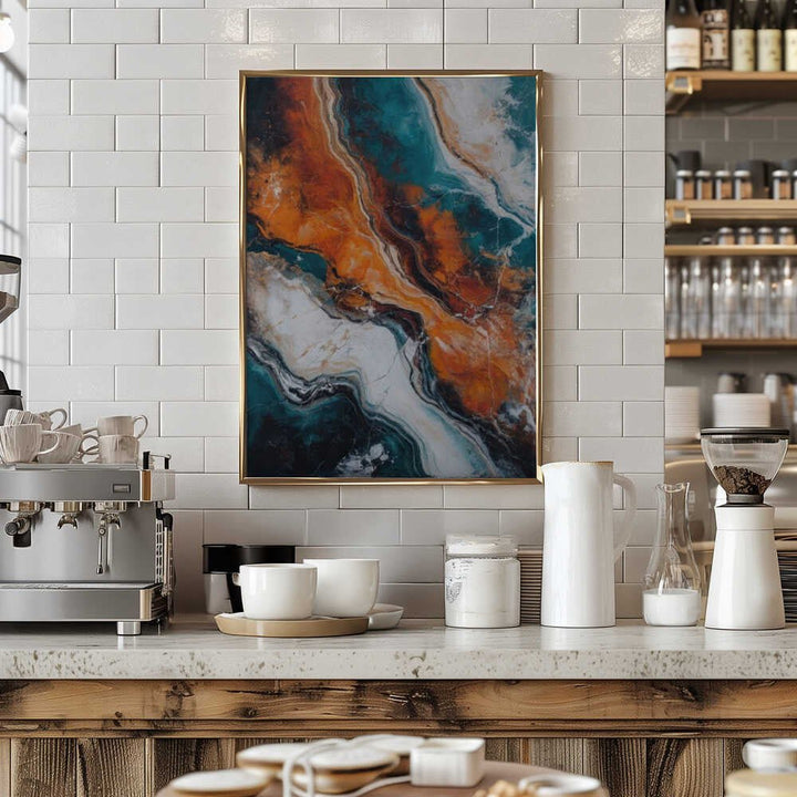 Orange Teal Stone Waves - Stretched Canvas, Poster or Fine Art Print - I Heart Wall Art - Poster Print, Canvas Print or Framed Art Print