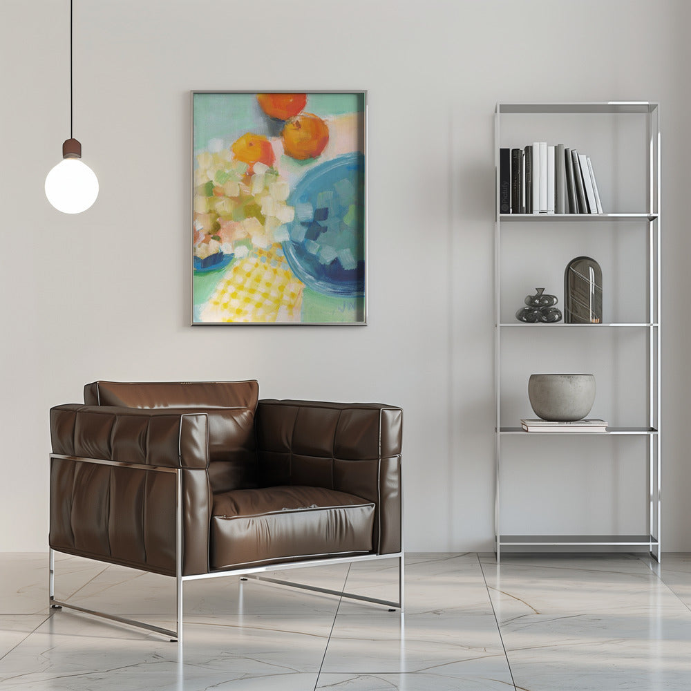 Oranges and Hydrangea - Stretched Canvas, Poster or Fine Art Print I Heart Wall Art