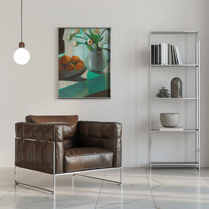 Oranges and White Ranunculus - Stretched Canvas, Poster or Fine Art Print I Heart Wall Art