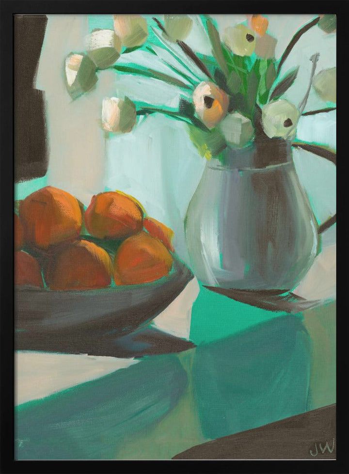 Oranges and White Ranunculus - Stretched Canvas, Poster or Fine Art Print I Heart Wall Art