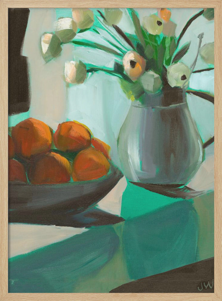 Oranges and White Ranunculus - Stretched Canvas, Poster or Fine Art Print I Heart Wall Art