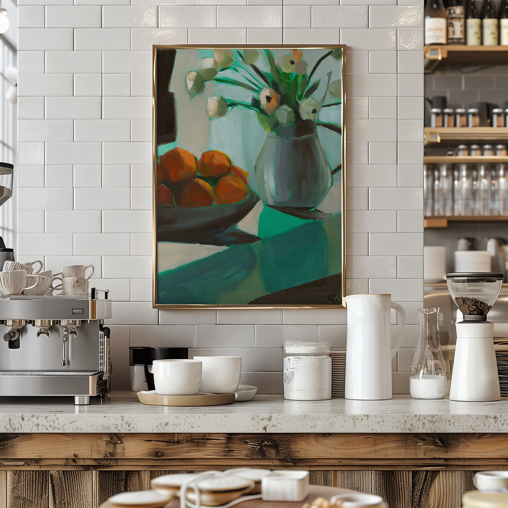 Oranges and White Ranunculus - Stretched Canvas, Poster or Fine Art Print I Heart Wall Art