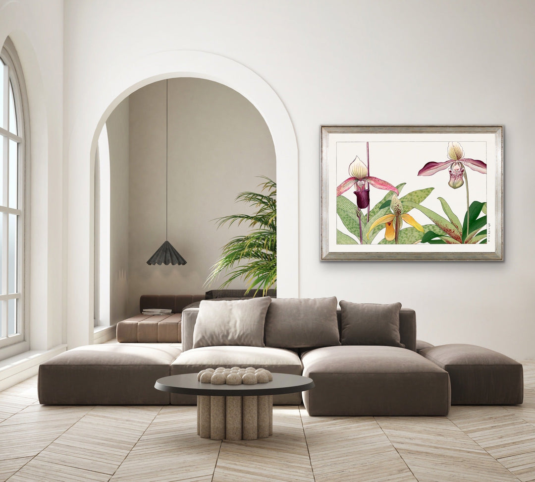 Orchid Flower - Vintage Japanese woodblock art, Botanical Wall Art Print Stretched Canvas Print I Heart Wall Art Australia