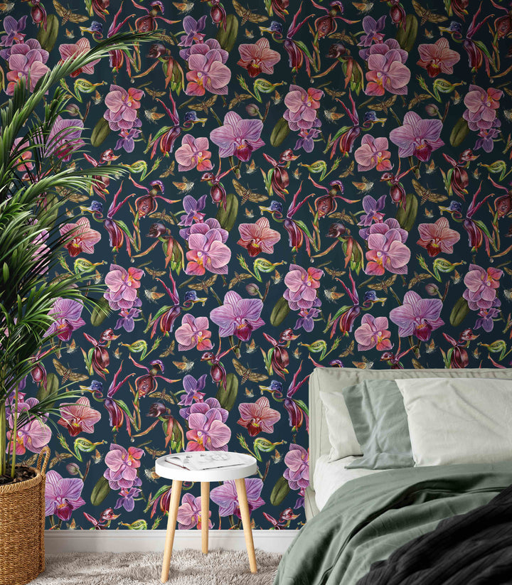 Orchid Garden - Painted Orchid Watercolour Wallpaper I Heart Wall Art Australia 