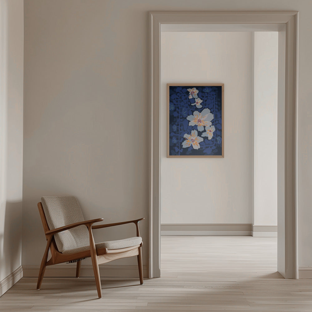 Orchids Shadow Blue Notes - Stretched Canvas, Poster or Fine Art Print I Heart Wall Art