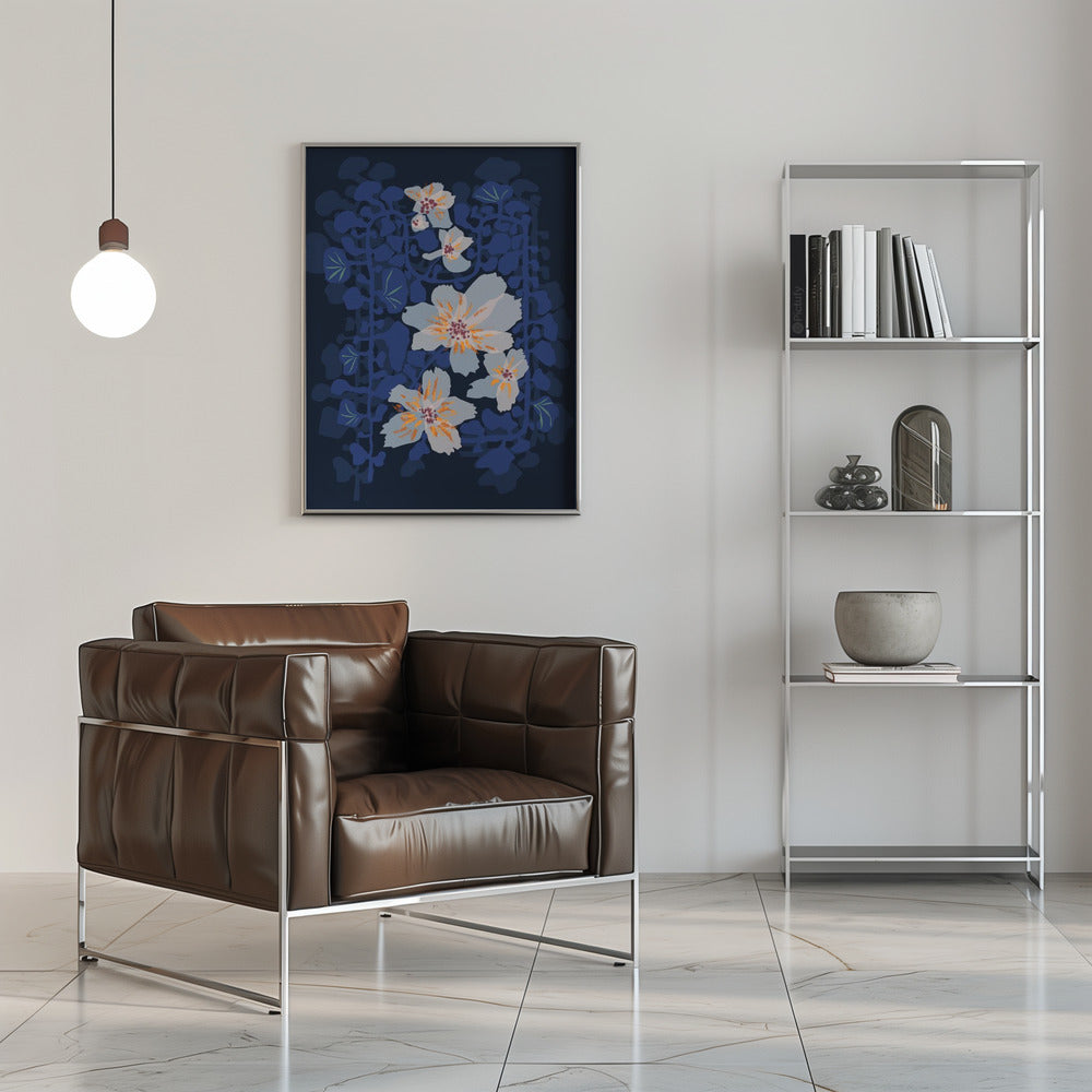 Orchids Shadow Blue Notes - Stretched Canvas, Poster or Fine Art Print I Heart Wall Art
