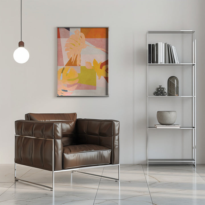 Organic Bauhaus Geometry Leaves - Stretched Canvas, Poster or Fine Art Print I Heart Wall Art