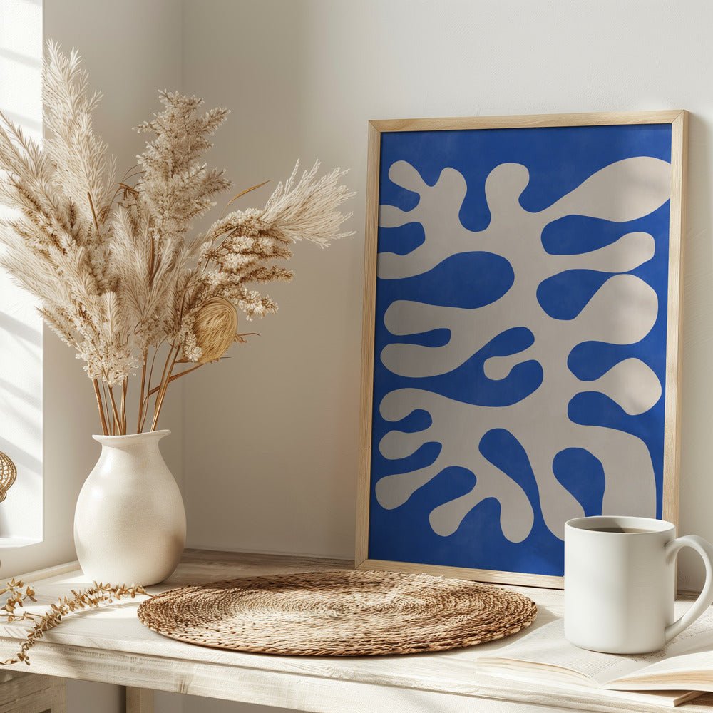 Organic Blue Shapes - Stretched Canvas, Poster or Fine Art Print - I Heart Wall Art - Poster Print, Canvas Print or Framed Art Print