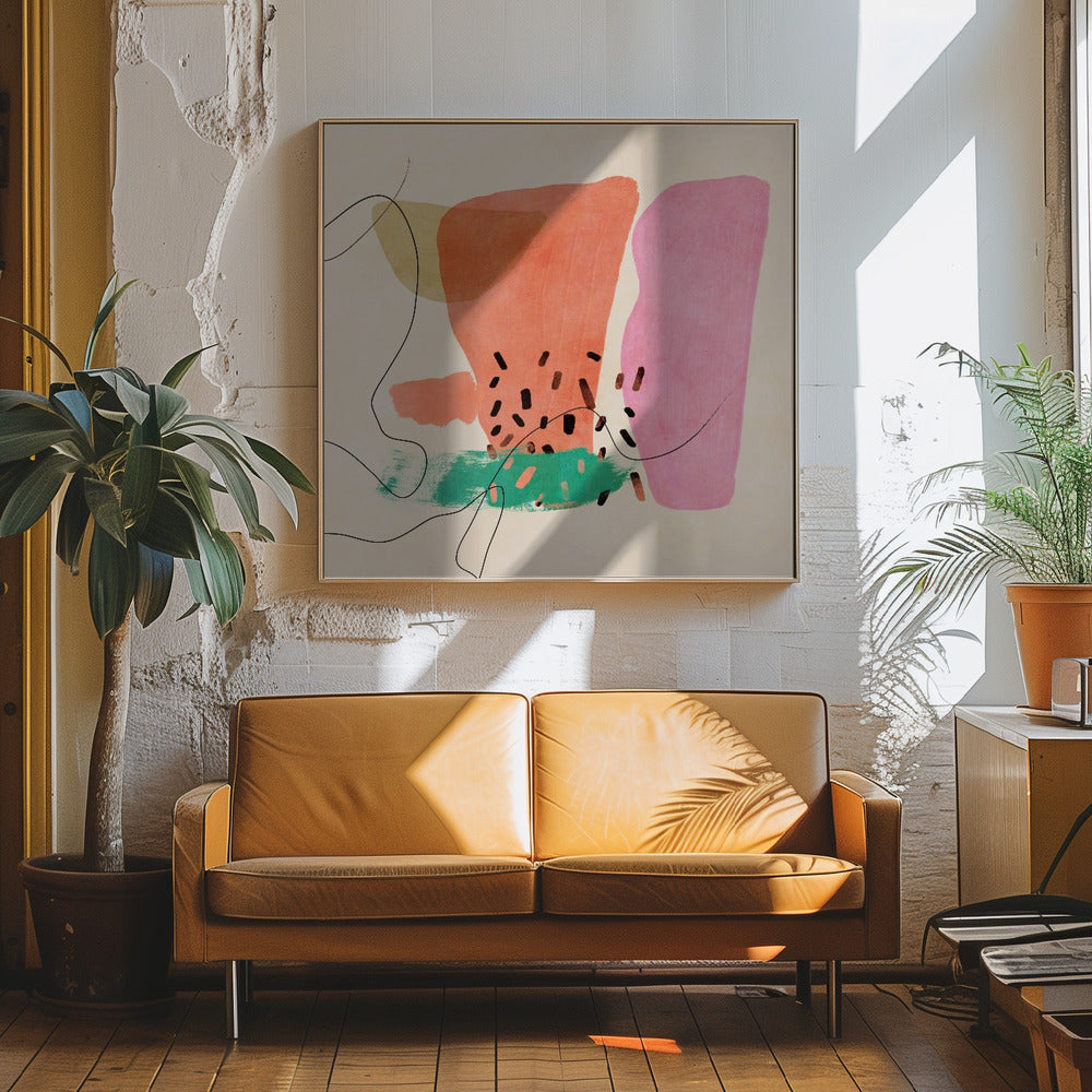 Organic Painted 13 10600px   Mai2021 Kopie - Square Stretched Canvas, Poster or Fine Art Print I Heart Wall Art