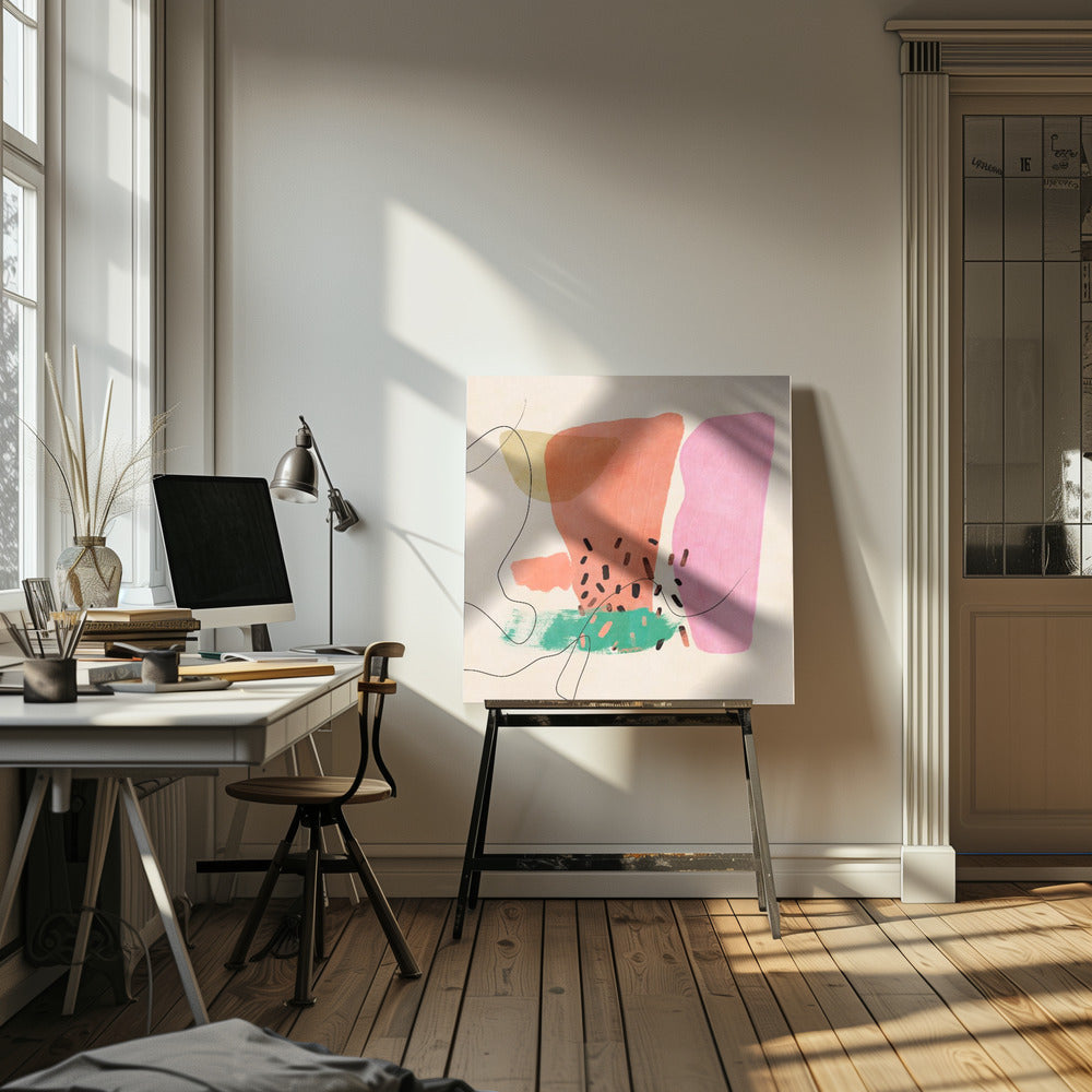 Organic Painted 13 10600px   Mai2021 Kopie - Square Stretched Canvas, Poster or Fine Art Print I Heart Wall Art