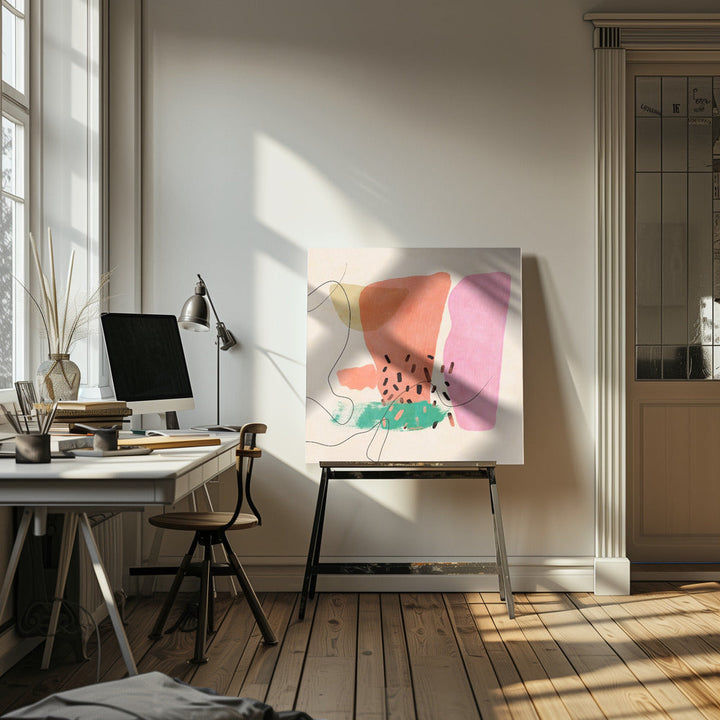 Organic Painted 13 10600px   Mai2021 Kopie - Square Stretched Canvas, Poster or Fine Art Print I Heart Wall Art