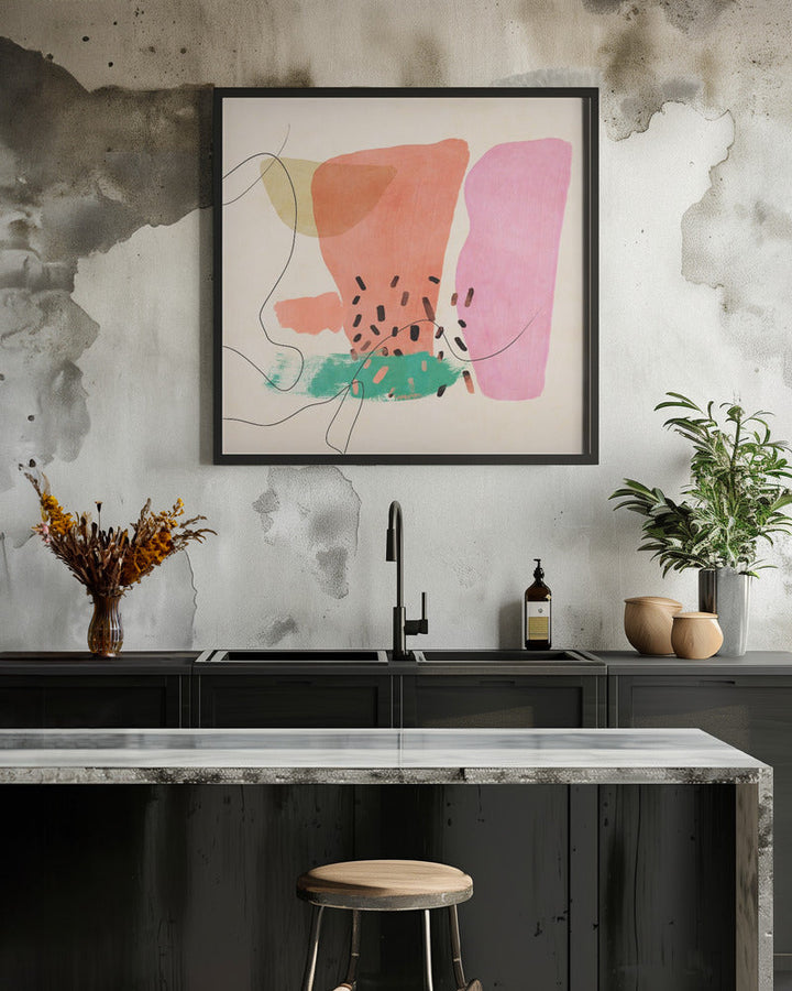 Organic Painted 13 10600px   Mai2021 Kopie - Square Stretched Canvas, Poster or Fine Art Print I Heart Wall Art