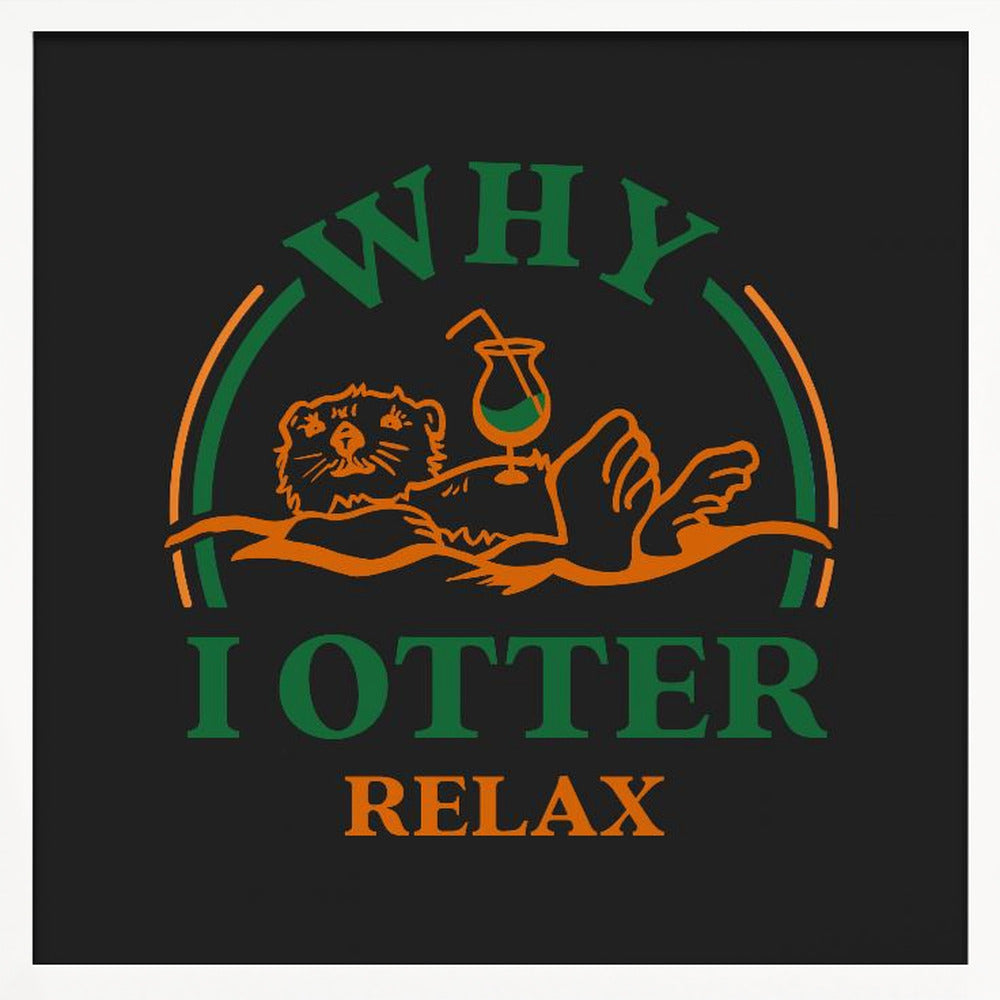 Otter Green Orange.png - Square Stretched Canvas, Poster or Fine Art Print I Heart Wall Art