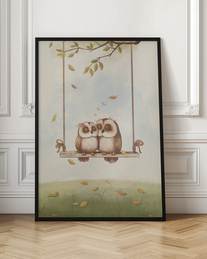 Owls in love - Stretched Canvas, Poster or Fine Art Print I Heart Wall Art