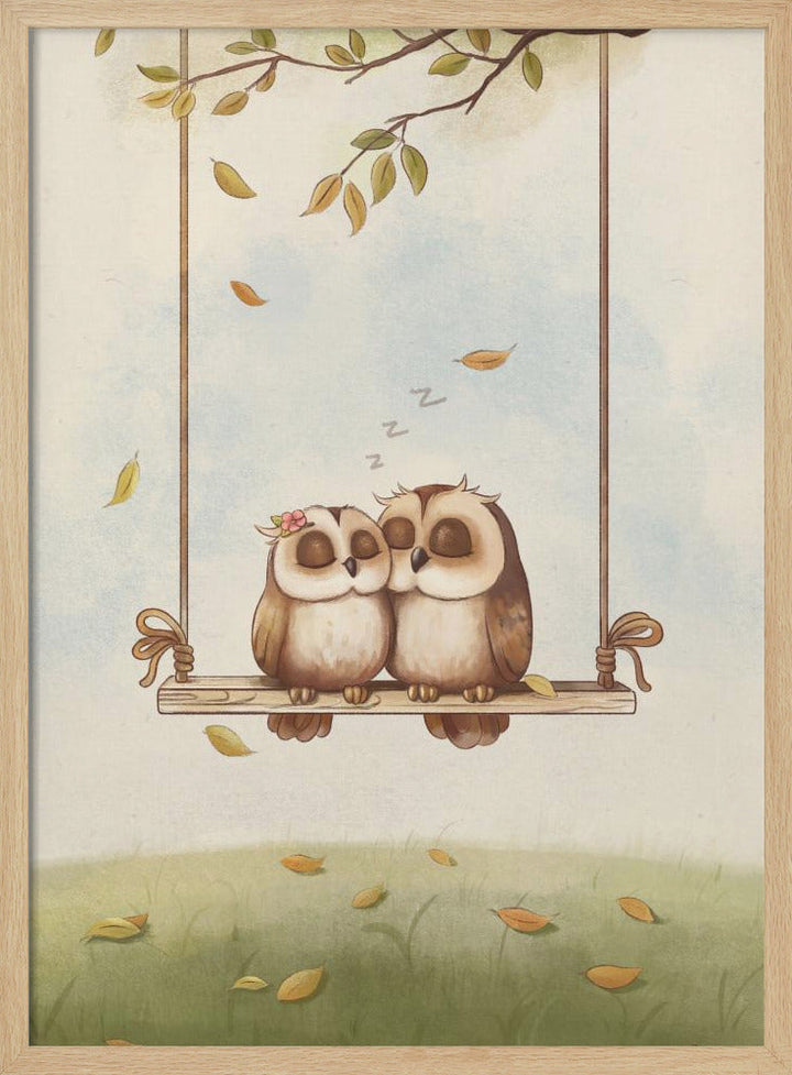 Owls in love - Stretched Canvas, Poster or Fine Art Print I Heart Wall Art