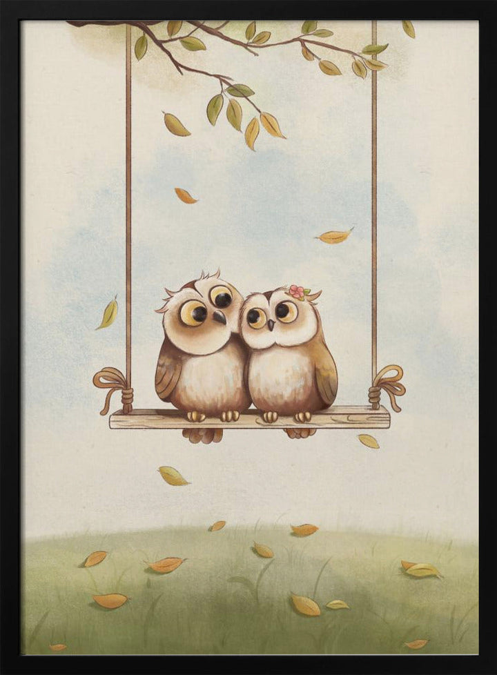 Owls in love - Stretched Canvas, Poster or Fine Art Print I Heart Wall Art