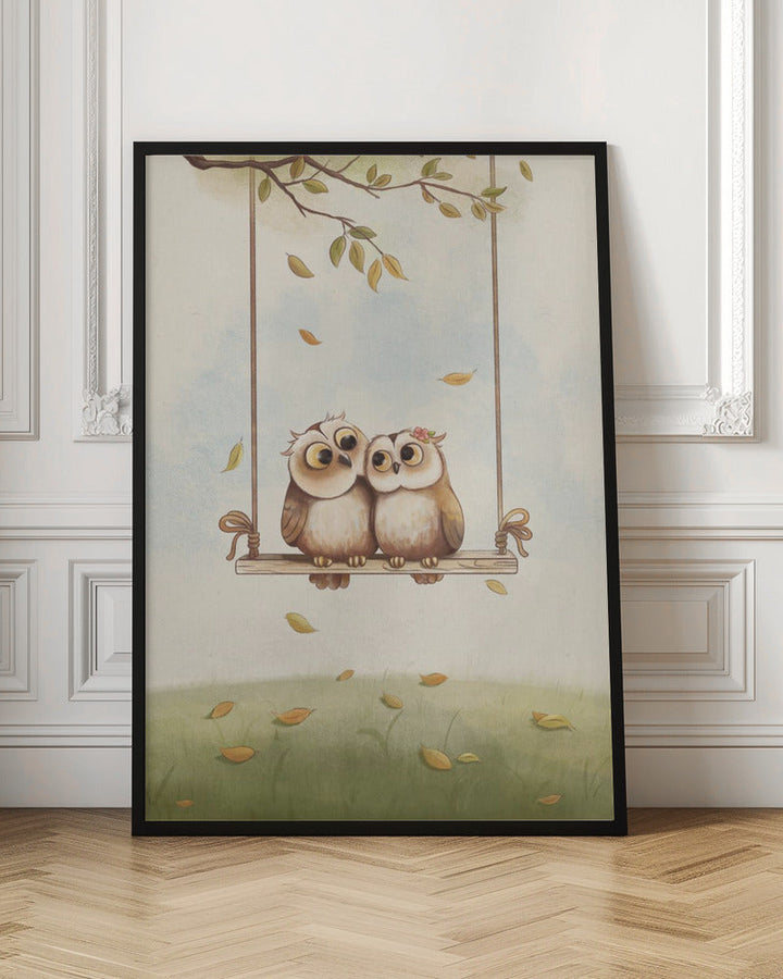 Owls in love - Stretched Canvas, Poster or Fine Art Print I Heart Wall Art