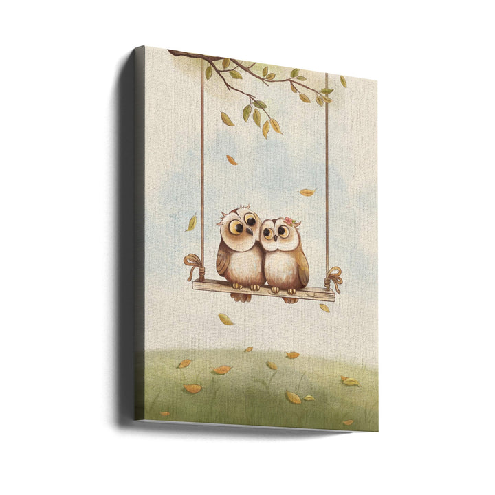 Owls in love - Stretched Canvas, Poster or Fine Art Print I Heart Wall Art