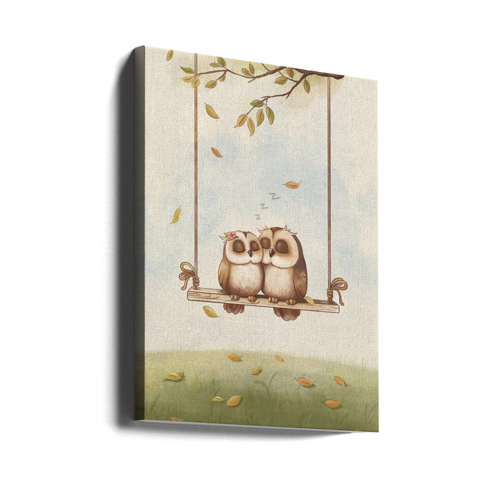 Owls in love - Stretched Canvas, Poster or Fine Art Print I Heart Wall Art