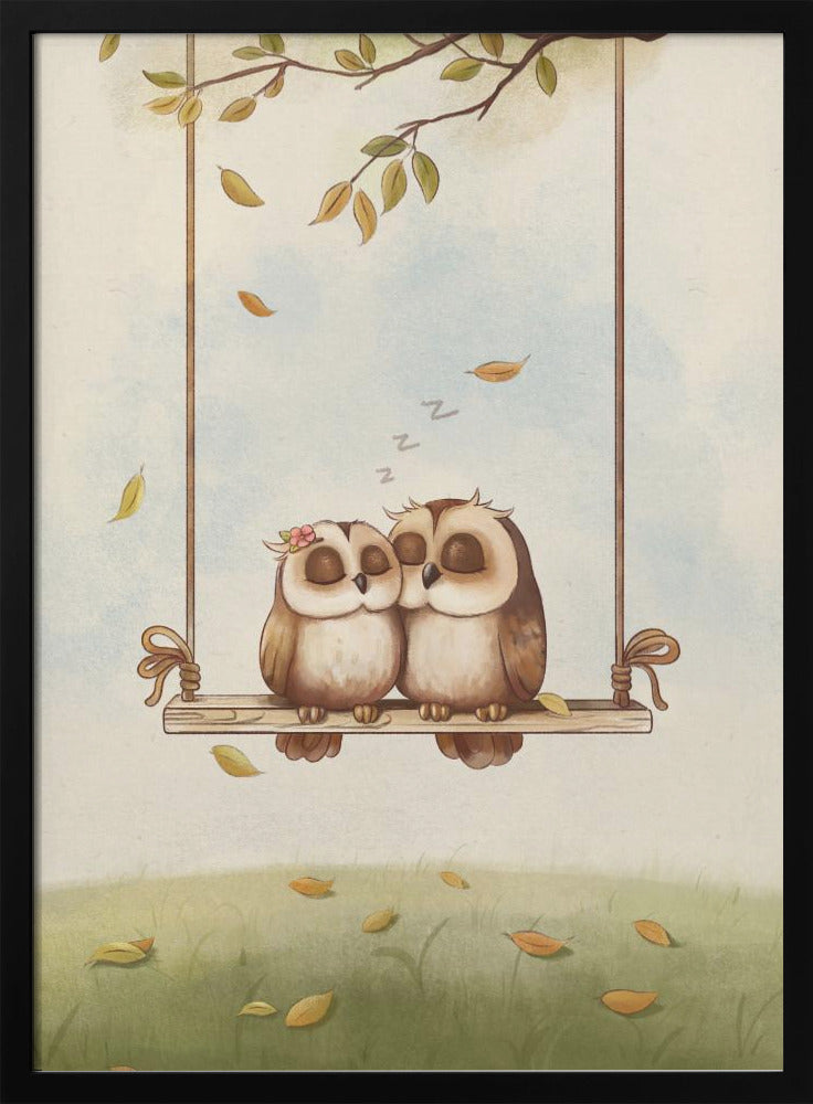 Owls in love - Stretched Canvas, Poster or Fine Art Print I Heart Wall Art